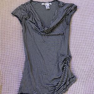 Max Studio Black and Cream Striped Top